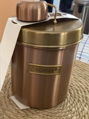 Hearth & Hand Copper-Tone Coffee Canister with Gold Lid